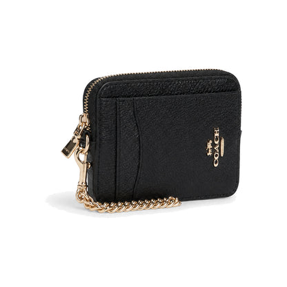 Coach Zip Card Case in Black Signature Leather