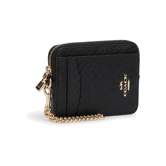 Coach Zip Card Case in Black Signature Leather