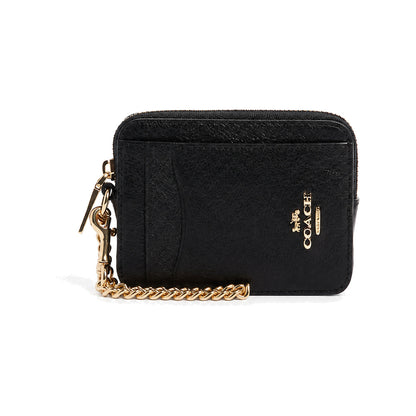 Coach Zip Card Case in Black Signature Leather