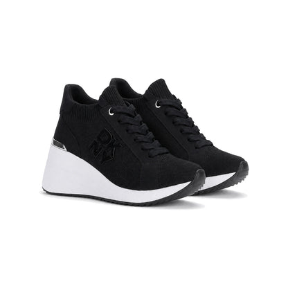 DKNY Kasia Lace-Up Wedge Sneakers in Black