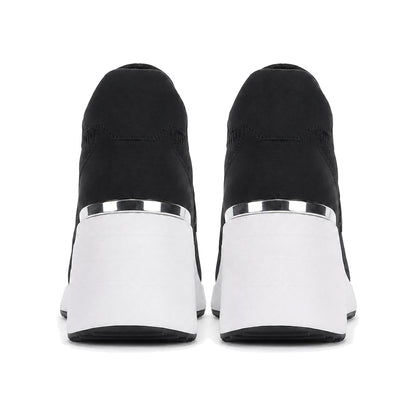 DKNY Kasia Lace-Up Wedge Sneakers in Black