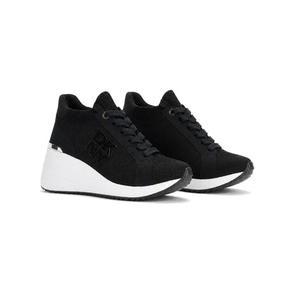 DKNY Kasia Lace-Up Wedge Sneakers in Black