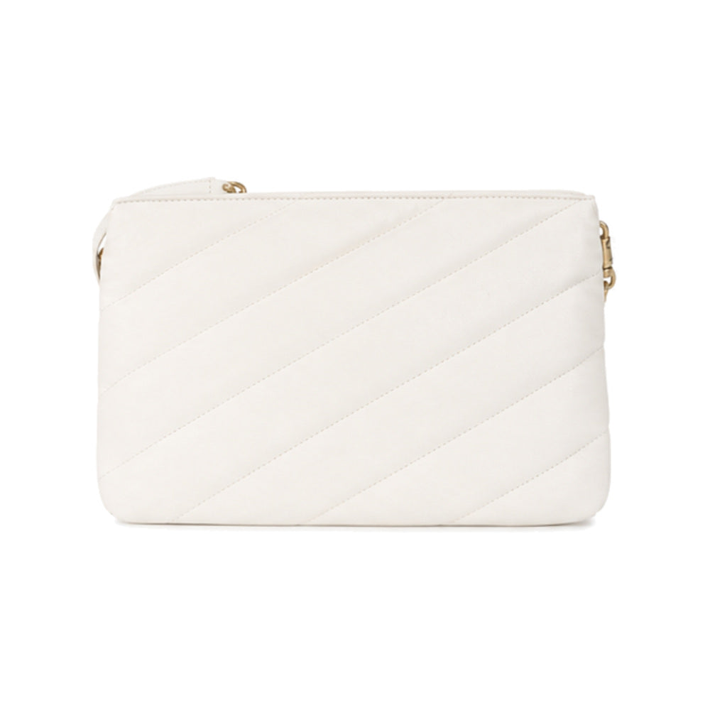 Pinko Twins Messenger Bag in Ivory/White Diagonal Quilt