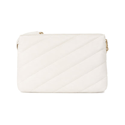 Pinko Twins Messenger Bag in Ivory/White Diagonal Quilt