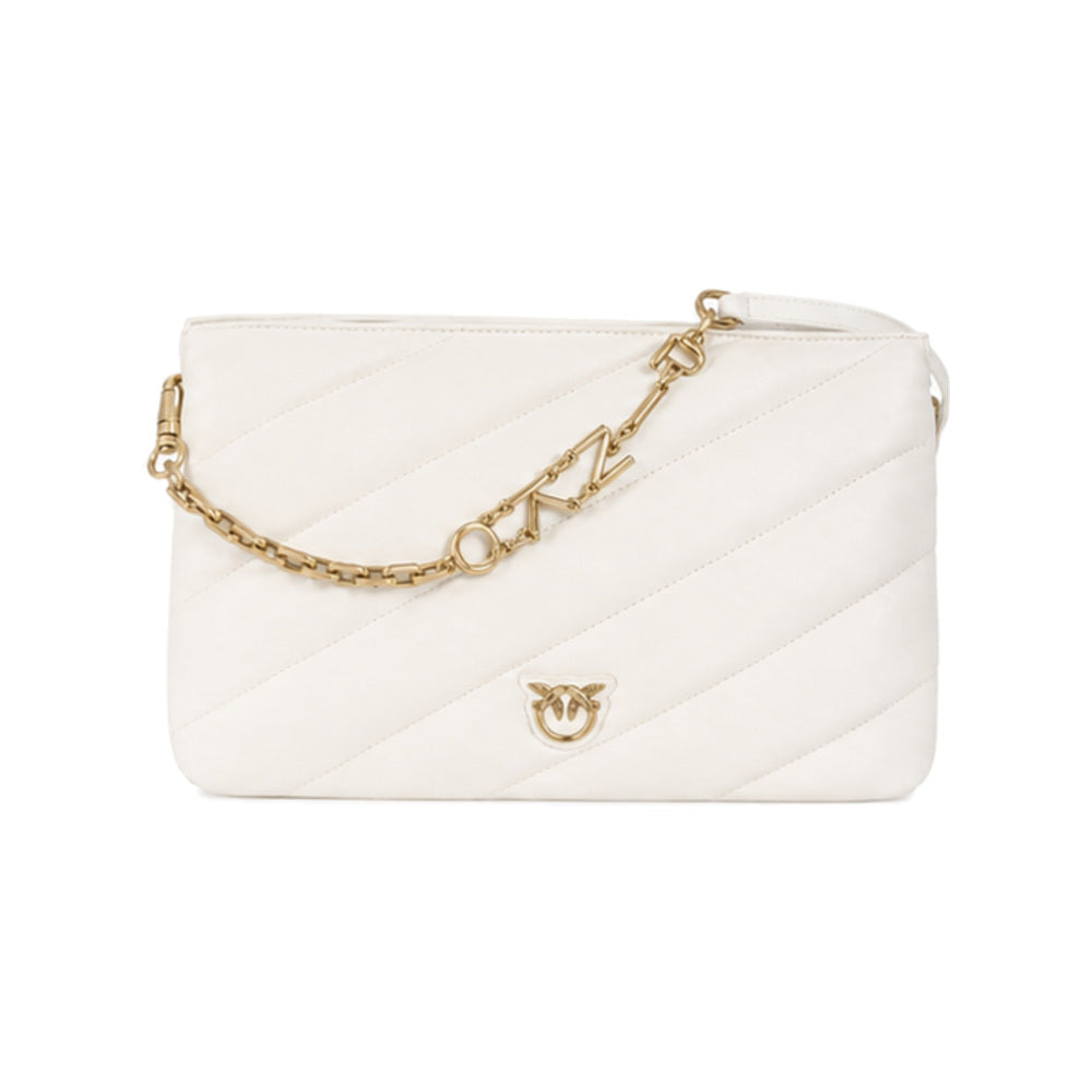 Pinko Twins Messenger Bag in Ivory/White Diagonal Quilt