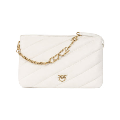 Pinko Twins Messenger Bag in Ivory/White Diagonal Quilt