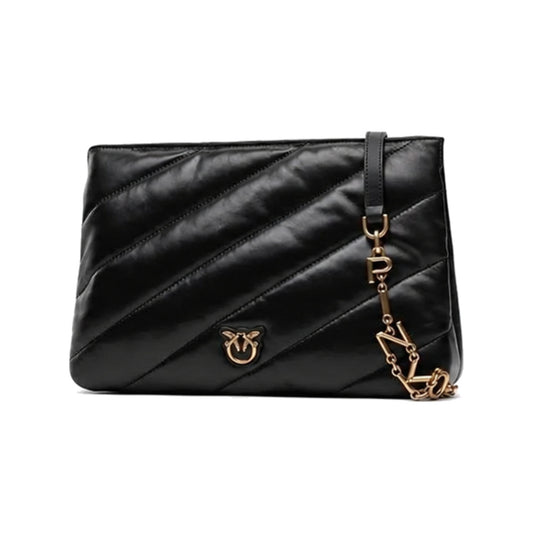 Pinko Twins Messenger Bag in Black Diagonal Quilt