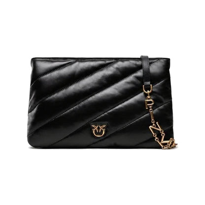 Pinko Twins Messenger Bag in Black Diagonal Quilt