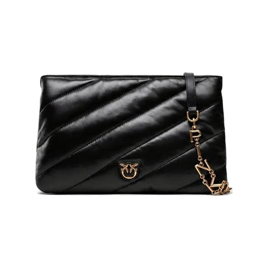 Pinko Twins Messenger Bag in Black Diagonal Quilt