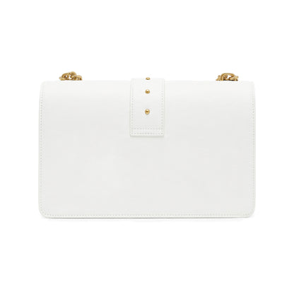 Pinko Love Classic Shoulder Bag in White Smooth Leather