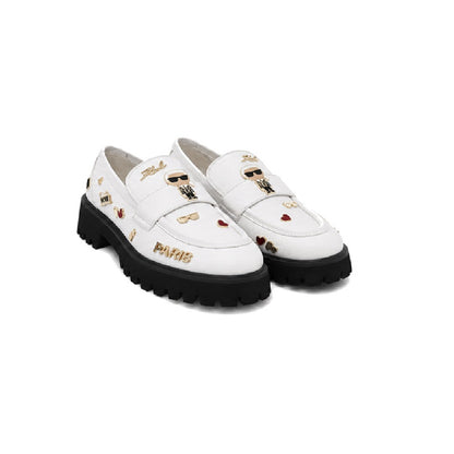 Karl Lagerfeld Paris Gaston Lug Loafers in White Leather
