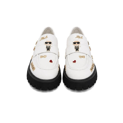 Karl Lagerfeld Paris Gaston Lug Loafers in White Leather