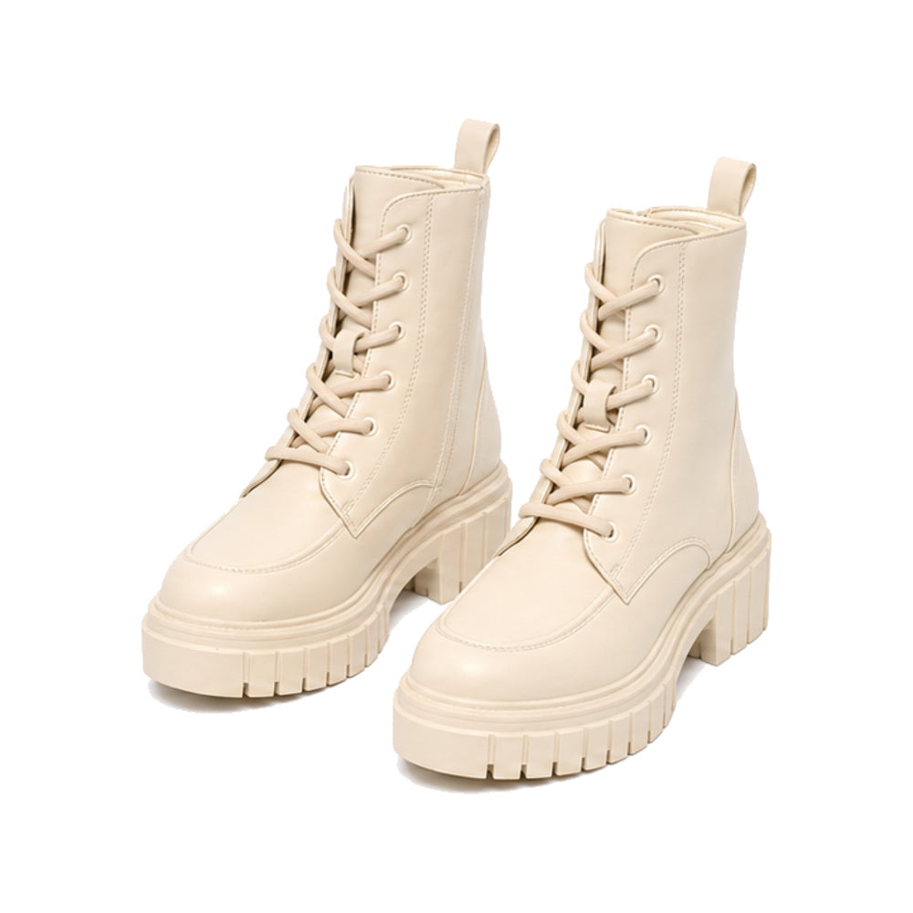 American Eagle Lace-Up Combat Boots in Cream