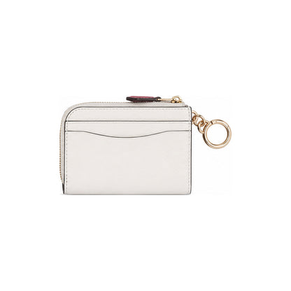 Coach Medium Corner Zip Wallet in Chalk/White with Pink Heart Print