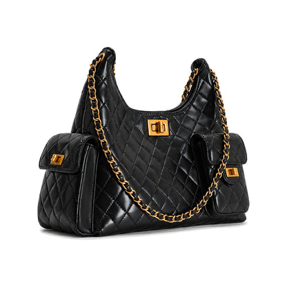 JW PEI Vivian Multi-Pocket Chain Hobo Bag in Black