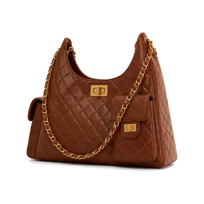 JW PEI Vivian Multi-Pocket Chain Hobo Bag in Brown