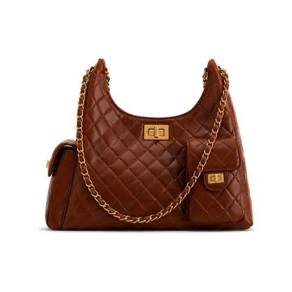 JW PEI Vivian Multi-Pocket Chain Hobo Bag in Brown