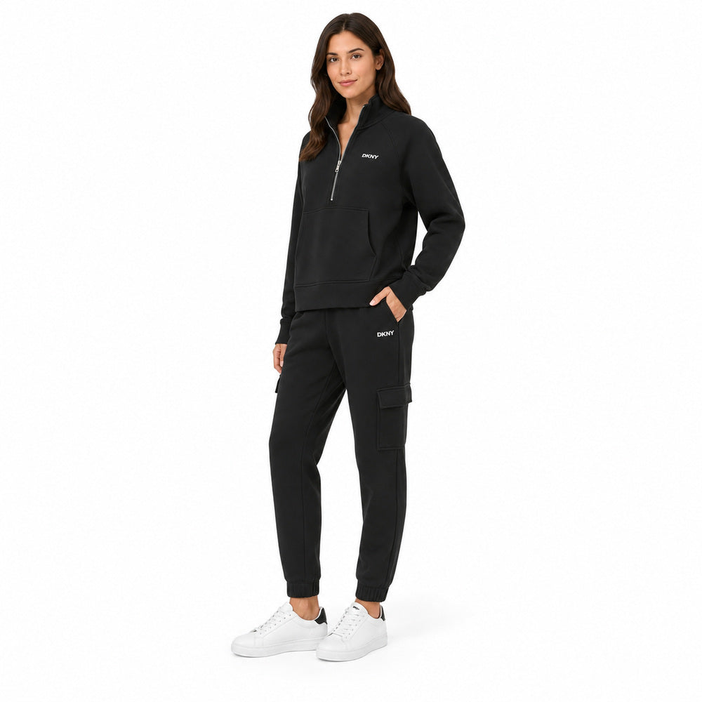 DKNY Quarter-Zip Sweatshirt And Cargo Jogger Set In Black