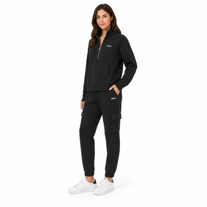 DKNY Quarter-Zip Sweatshirt And Cargo Jogger Set In Black