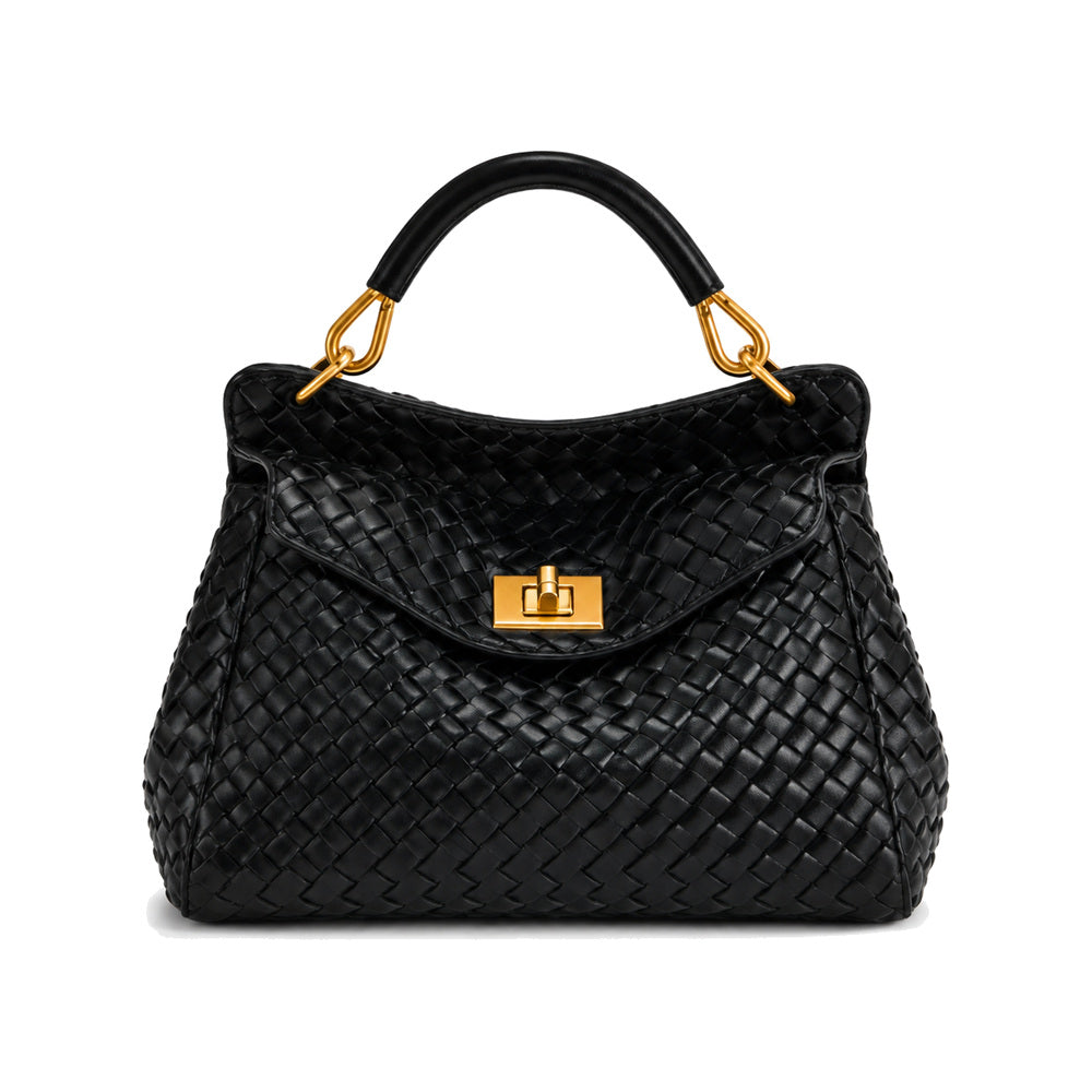 JW PEI Lucia Woven Classic Top Handbag in Black