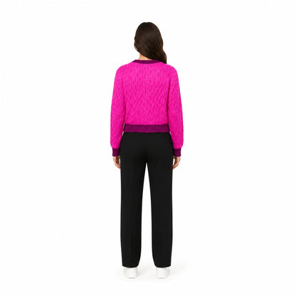 Pinko Asciutto 1 Mohair-Blend Cropped Sweater in Fuchsia Pink