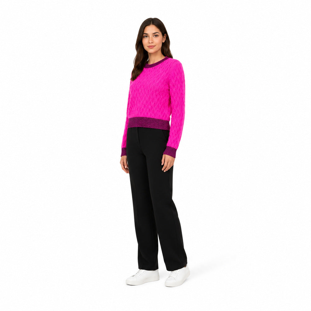 Pinko Asciutto 1 Mohair-Blend Cropped Sweater in Fuchsia Pink