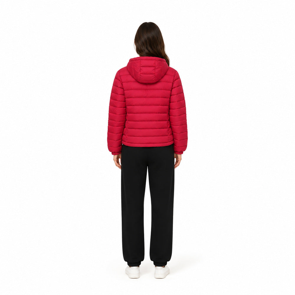 Pull & Bear Hooded Puffer Jacket in Vibrant Red