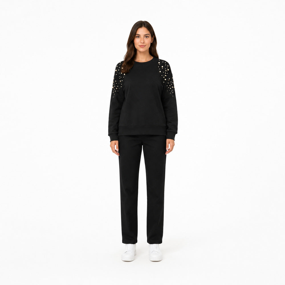 Crew - Neck Sweatshirt in Black