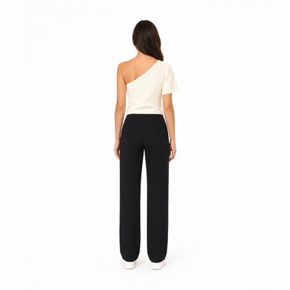 Zara Asymmetric One-Shoulder Ribbed Top in White
