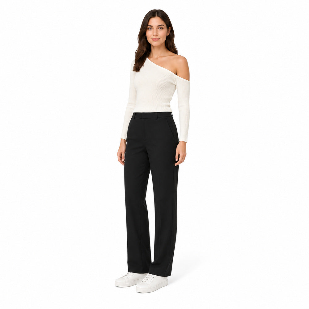 Zara Asymmetric One-Shoulder Ribbed Top in White