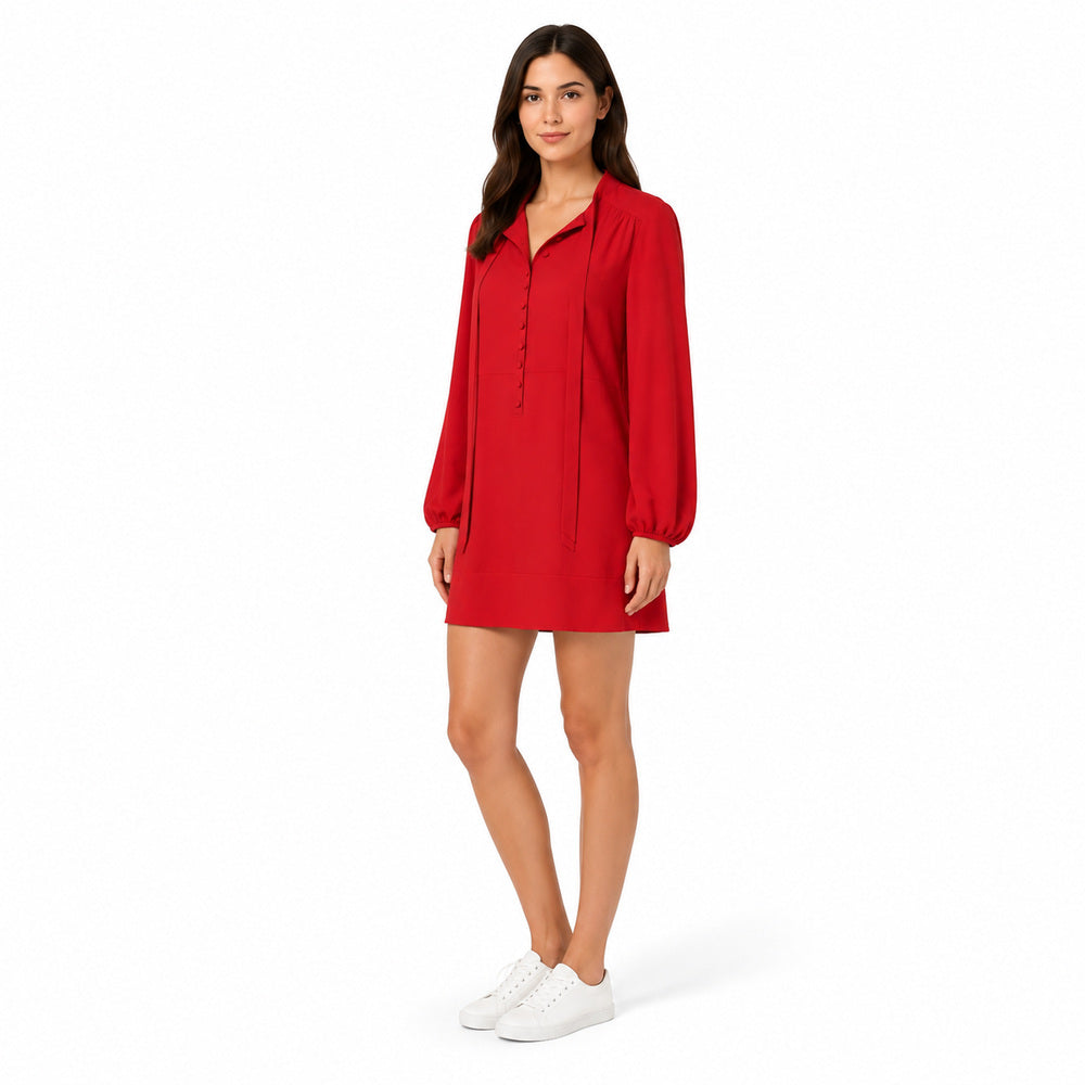 Zara Woman Long-Sleeve Mini Dress in Vibrant Red