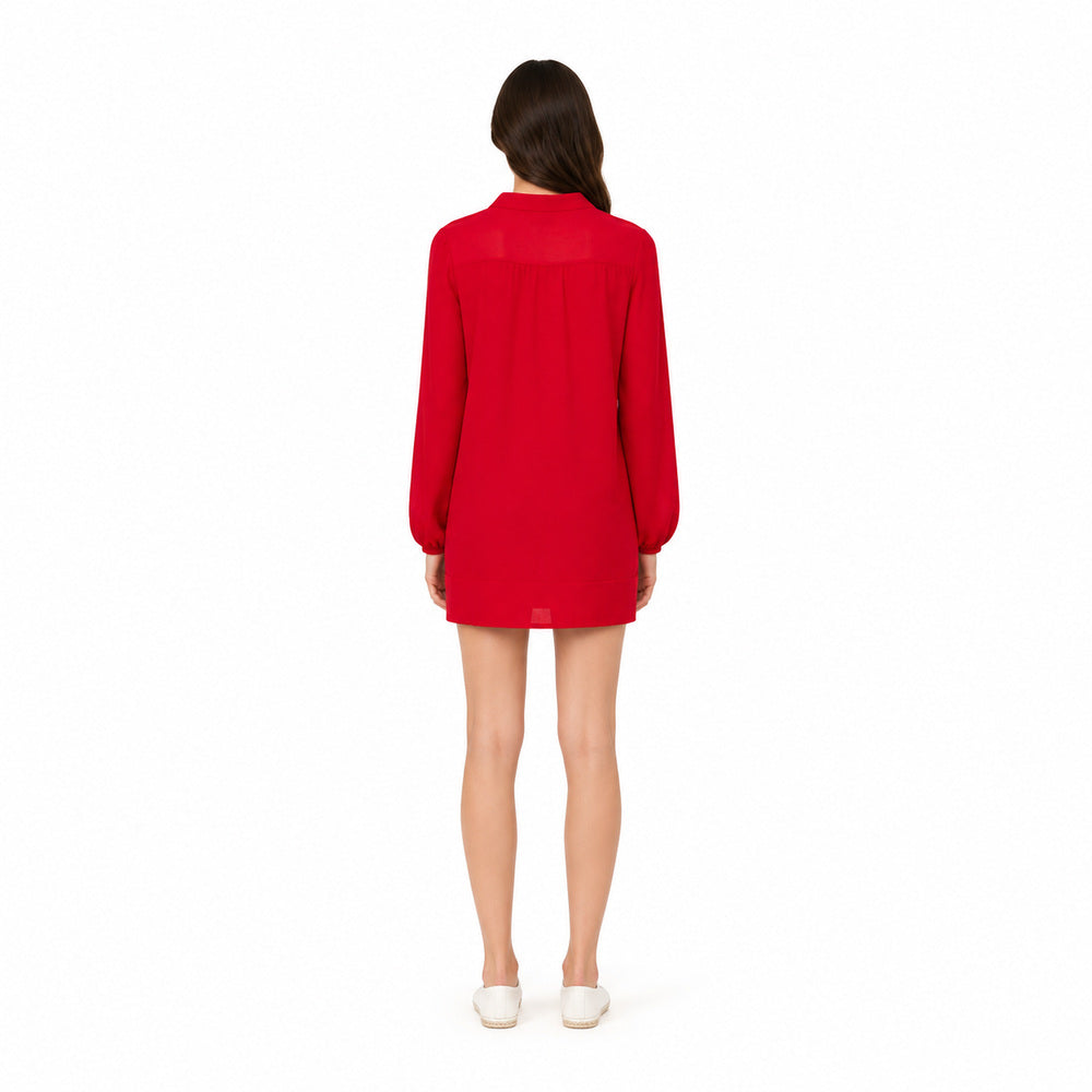 Zara Woman Long-Sleeve Mini Dress in Vibrant Red
