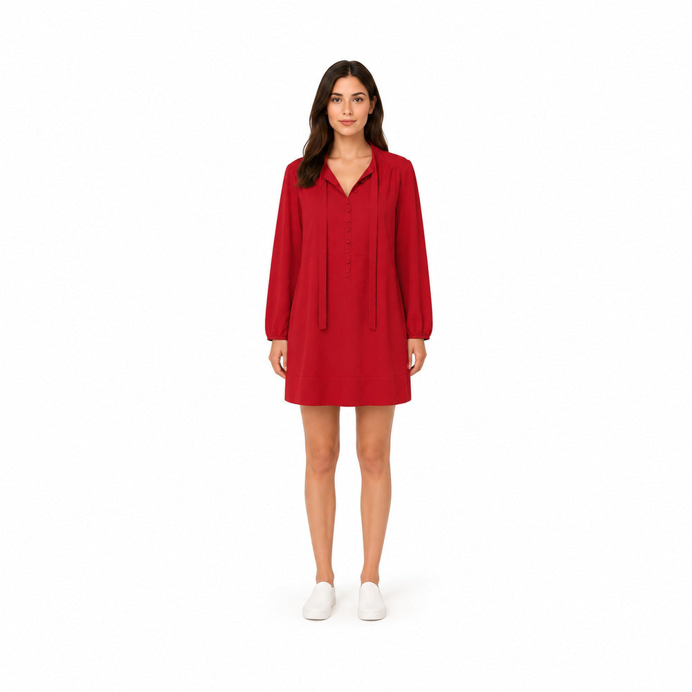 Zara Woman Long-Sleeve Mini Dress in Vibrant Red