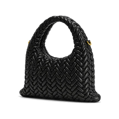 JW PEI Cora Woven Mini Tote Bag in Black with Braided Handles