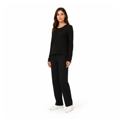 Zara Open-Knit Crewneck Sweater in Black