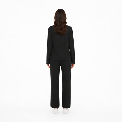 Zara Open-Knit Crewneck Sweater in Black