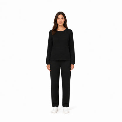 Zara Open-Knit Crewneck Sweater in Black