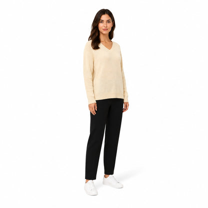 Michael Kors Knit V-Neck Sweater in Cream