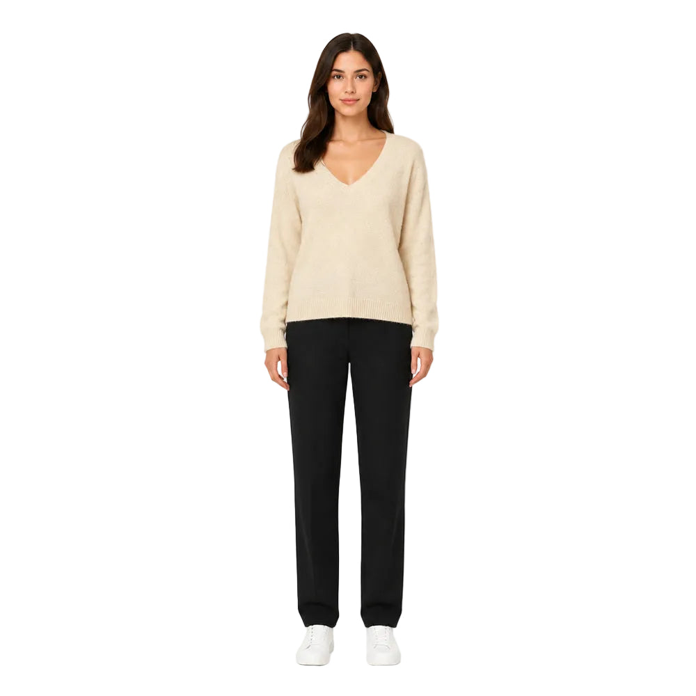 Michael Kors Knit V-Neck Sweater in Cream