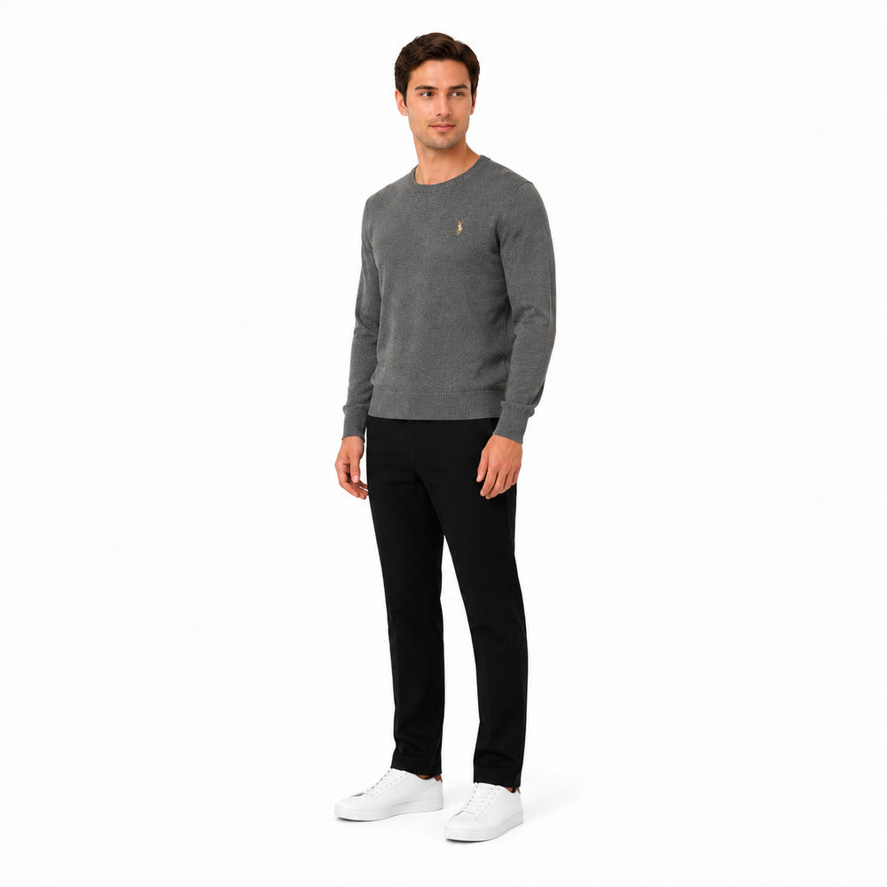 Polo Golf Ralph Lauren Crewneck Wool Sweater in Dark Grey