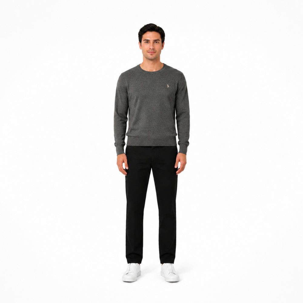 Polo Golf Ralph Lauren Crewneck Wool Sweater in Dark Grey