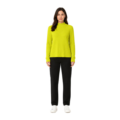 H&M x Pringle of Scotland Ribbed Mock-Neck Sweater in Bright Lime Yellow