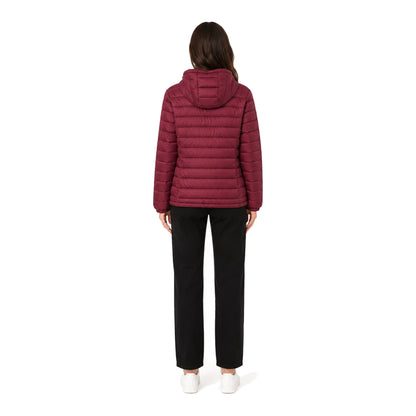 Pull&Bear Lightweight Hooded Puffer Jacket in Maroon