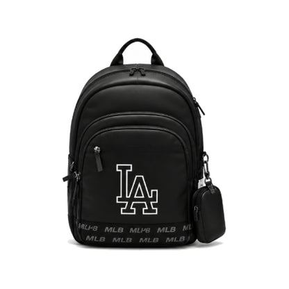 MLB Los Angeles Dodgers LA Logo PU Leather Backpack With Mini Pouch In Black