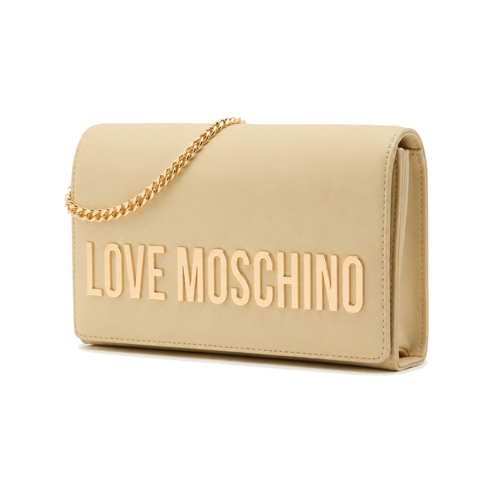 Love Moschino Logo Chain Crossbody Bag in Beige