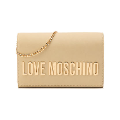 Love Moschino Logo Chain Crossbody Bag in Beige