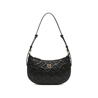 PINKO Love Half Moon Hobo Shoulder Bag in Black Monogram