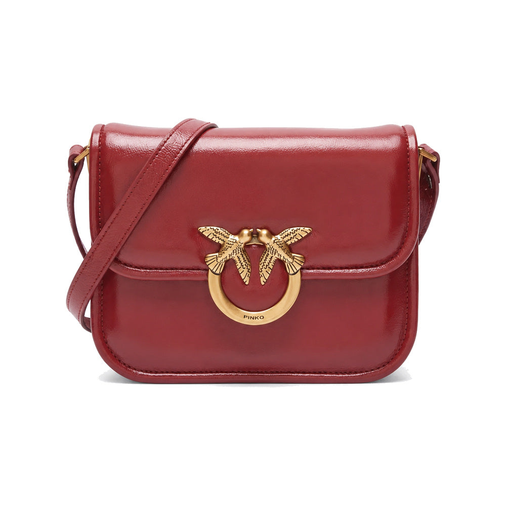 PINKO Love Box Crossbody Bag in Burgundy