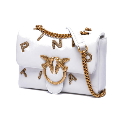 PINKO Love Puff Logo Jewel Mini Bag in White