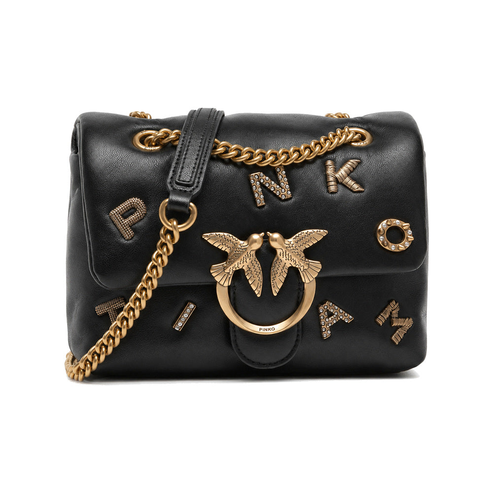 PINKO Love Puff Logo Jewel Mini Bag in Black